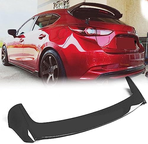 MCARCAR KIT Trunk Spoiler Compatible with Mazda 3 Axela Hatchback 4-Door 2014-2019 Fiberglass Gloss Black Rear Roof Window Top Wing Lip Factory Outlet