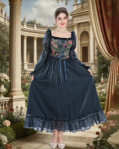 Image of NSPSTT Women Girls American Pioneer Colonial Dress Prairie Costume