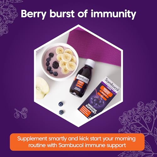 Sambucol Immuno Forte Black Elderberry Liquid 120ml - Black Elderberry Extract with Vitamin C and Zinc to Support the Normal Function of the Immune System for Adults