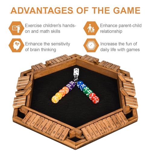 BIVOMON Shut The Box Juego de Mesa de Dados para 1-6 Jugadores miniatura 2