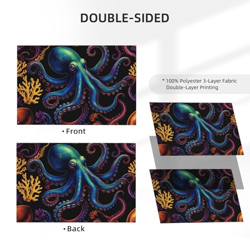 Drapeau extérieur pieuvre 1,2x1,8m en polyester durable pour jardin