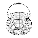 Eierkorb aus Draht – Eisen | Eierhalter mit Griff, Eiersammelkorb | Aufbewahrungslösung mit Tragegriff für Eier, Picknick, Garten, und Weihnachtsdekoration
