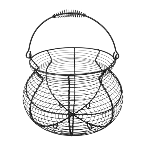 Eierkorb aus Draht – Eisen | Eierhalter mit Griff, Eiersammelkorb | Aufbewahrungslösung mit Tragegriff für Eier, Picknick, Garten, und Weihnachtsdekoration