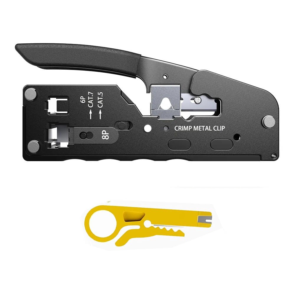 SmartTech Crimping Tool Cat7 / Cat5 Crimper Pass Through RJ45 Connectors Cat5 Cat5e Cat6 Cat6A Cat 7 and RJ11 RJ12 STP/UTP Telephone connectors Stripper for Ethernet Network LAN Cable (B0D94S9DKJ) Amazon Price History, Amazon Price Tracker
