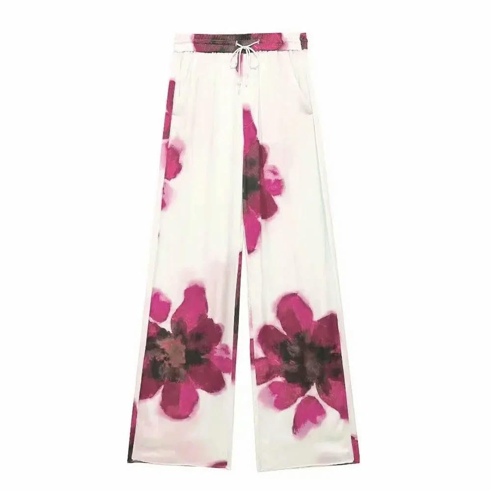 gonne da Donna Pantaloni da Donna Elastica Casual Elastica Pantaloni Larghi Pantaloni da Donna I Pantaloni Sciolti da Donna-Pantalone Rosso-XS
