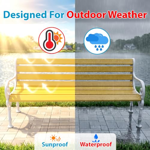 Image of BRISHI 3 Seater Cast Iron FRP Garden Bench for Indoor & Outdoor Park /Patio /Living Room /Terrace /Balcony (Cream + White)