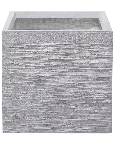 Outdoor Blumentopf Glasfaser hellgrau quadratisch 40 x 40 x 38 cm modern Paros