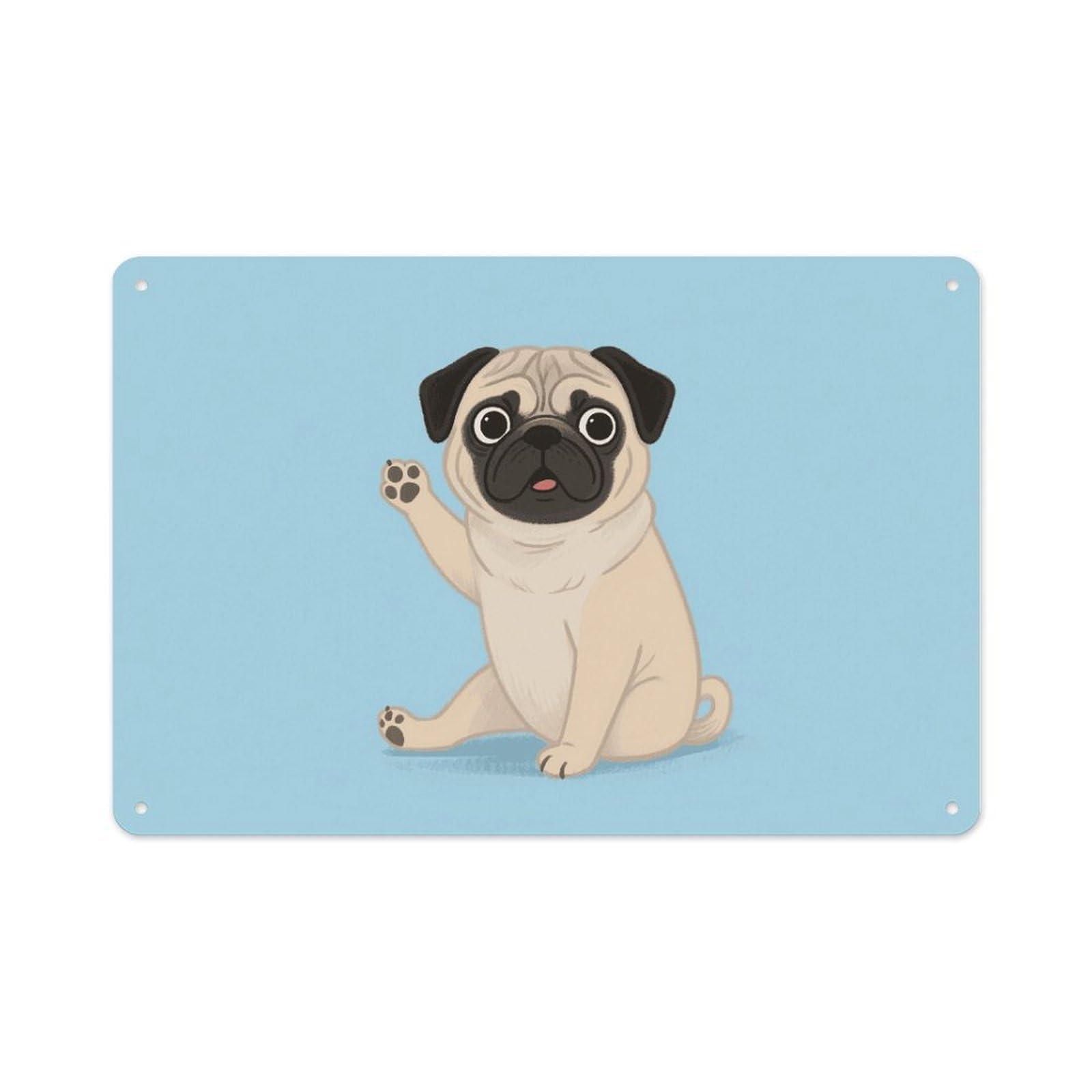 VstaDank Pug Wall Art Prints Metal Sign Decor Painting Aluminum Wall Hanging Decor Vintage Poster Sublimation Picture Panel Weatherproof Art Decorative Wall Decors