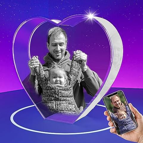 OURISE 3D Crystal Photo, Unique Personalized Gifts with Your Own Photo, 3D Laser Etched Customized Picture Engraved Crystal, Memorial, Anniversary Couple Cover