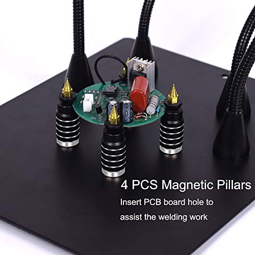 Magnetic Helping Hand, Soldering Helping Hands, 4 Pcb Pillars Circuit Board Holder With Flexible Metal Arms Heavy Duty Base Electronic Repair Tool #TOP1