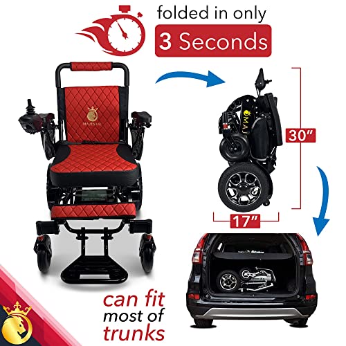 Majestic Electric Wheelchair 2022 - Automatic Fold Remote Control Power Chair 500-Watt Waterproof Motor Lightweight Motorized Portable Mobility Aid For Adults - Wheel Chair (19.5" Seat Width) #TOP1