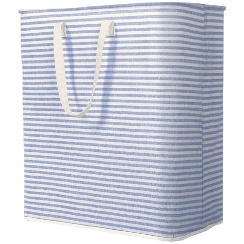 Lifewit Panier a Linge, Grande Corbeille a Linge Pliable et Imperméable avec Poignées, Laundry Basket, Bac Linge Sale pour Vetements, Chambre, Bleu, 100 L