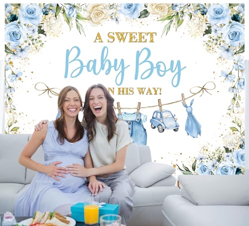 Fondo para Baby Shower Azul 210x150 cm miniatura 6