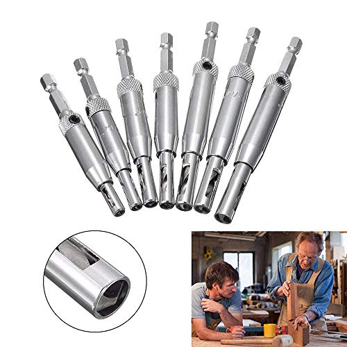 TOOLSTAR Center Drill Bit Set, 7PCS Hinge Drill Bit Set Hex Shank Self Centering Hinge Drill Bit Door Cabinet Pilot Hole Drilling Tool - 5/64\" 7/64\",9/64\" 11/64\", 5mm, 13/64\",1/4\"