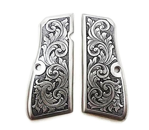 Sri Lanna Aluminum Hand Engraved Browning Hi Power 9mm Gun Grips Flower #02