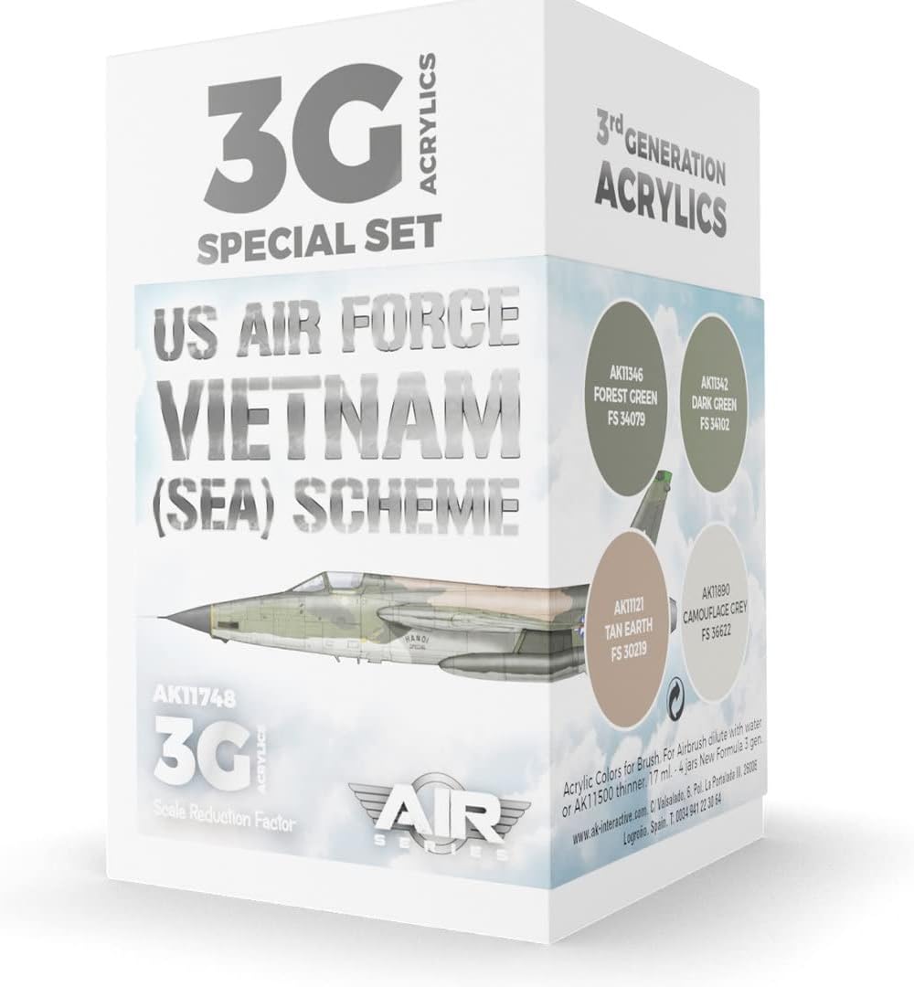 AK Acrylics 3Gen Aircraft Set AK11748 US Air Force South East Asia (SEA) Scheme Set 3G (4x17ml)