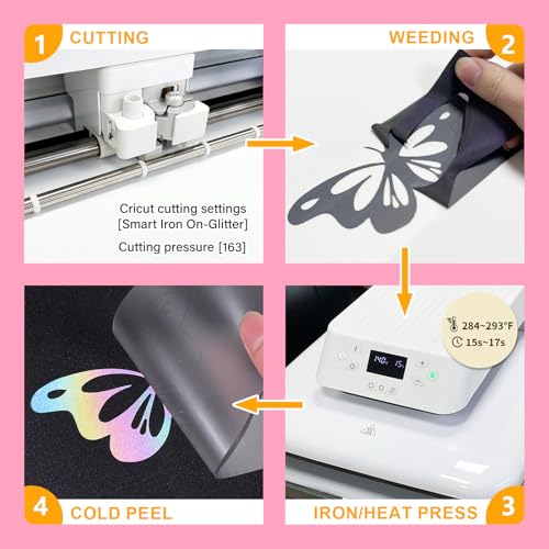 Image of Rainow Reflective Heat Transfer Vinyl 12 inch x 8 ft HTV for Shirts, HTV for All Cutter Machine - Easy to Cut & Weed for Heat Vinyl Design (Rainow Reflective)