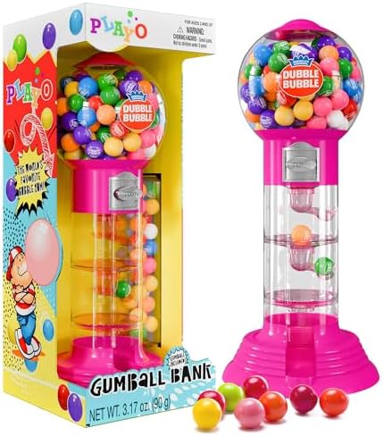 PlayO 10.5" Gumball Machine for Kids, Spiral Style Candy Dispenser for Gifts, Parties or Events - Bubblegum Machine w/Gumb Balls Included