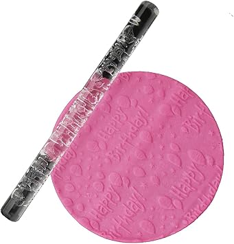Printed Rolling Pin, Acrylic Clear Embossing Rolling Pin Cute Kitchen Decor DIY Tool for Baking Fondant Pizza Pie Pastry Pasta Dough Cookies Birthday