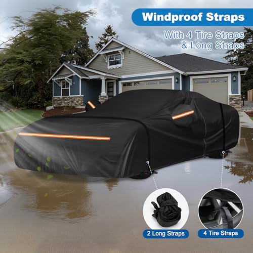 Image of QUNSUNUS Car Cover for Corvette C4 C5 C6 C7 1984-2019 with Cotton Lining | Waterproof Heavy 420D Oxford Outdoor All-Weather Corvette Car Covers, with Zipper and Straps, for Dust, Sun, Wind Protection