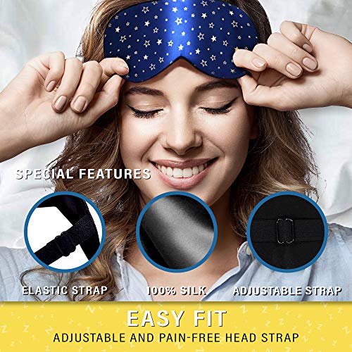 Image of Silk Sleep Eye Mask for Men Women, Comfortable Super Soft Eye Mask with Adjustable Strap, 100% Pure Silk, Works with Every Nap Position, Ultimate Sleeping Aid Blindfold, Blocks Light, Jersey Slumber
