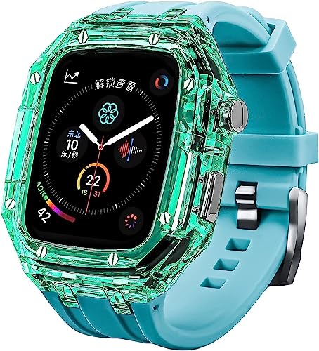 Boîtier Apple Watch 44mm antichoc en PC et bracelet fluororubbeur ultra résistant