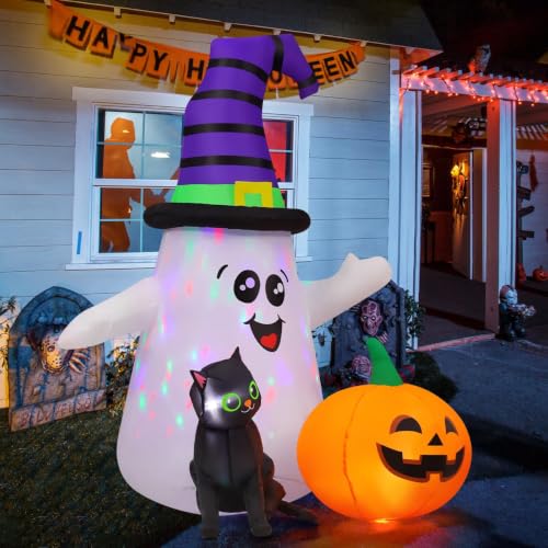 Image of GOOSH 5FT Inflatable Halloween Cute Ghost with The Pumpkin Blow Up Inflatables Halloween Outdoor Yard Decoration