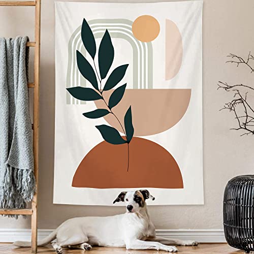 YISUMEI Abstrakter Wandteppich, moderner geometrischer Wandteppich für Schlafzimmer, ästhetischer Boho-Pflanzen-Wandteppich, Wandbehang für Raumdekoration (M/130 x 150 cm)