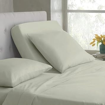 Rajlinen Split Head King Sheets for Adjustable Bed 100% Egyptian Cotton Top Split Sheet Set, 28" Split Top, Deep Pocket Fits Up to 16" Mattress, Ivory Solid