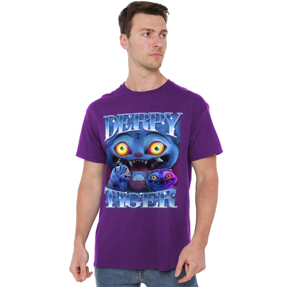 K-Pop Demon Hunters - Derpy Tiger Bootleg Unisex T Shirt, Purple, Large