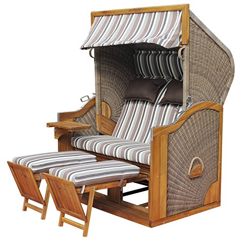 Preisvergleich Produktbild deVries Strandkorb TRENDY PURE Greenline 170XL PE walnut Dessin 628