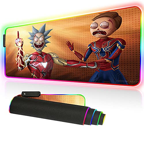 Imegny RGB Mouse Pad, Led Gaming Mouse Pad Oversized Glowing Mat Colorful Soft Mat for Mice Computer Keyboard with Non-Slip Rubber Base Water-Resistant (90x40 rgchaoren008)