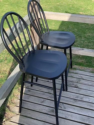 Vicllax Outdoor Kitchen Metal Bar Height Chairs Set Of 2, Counter Height Chairs With Spindle Back For Kitchen Dining Room, All Weather Metal Frame Dining Chairs For Patio Lawn Garden Backyard Deck #TOP1