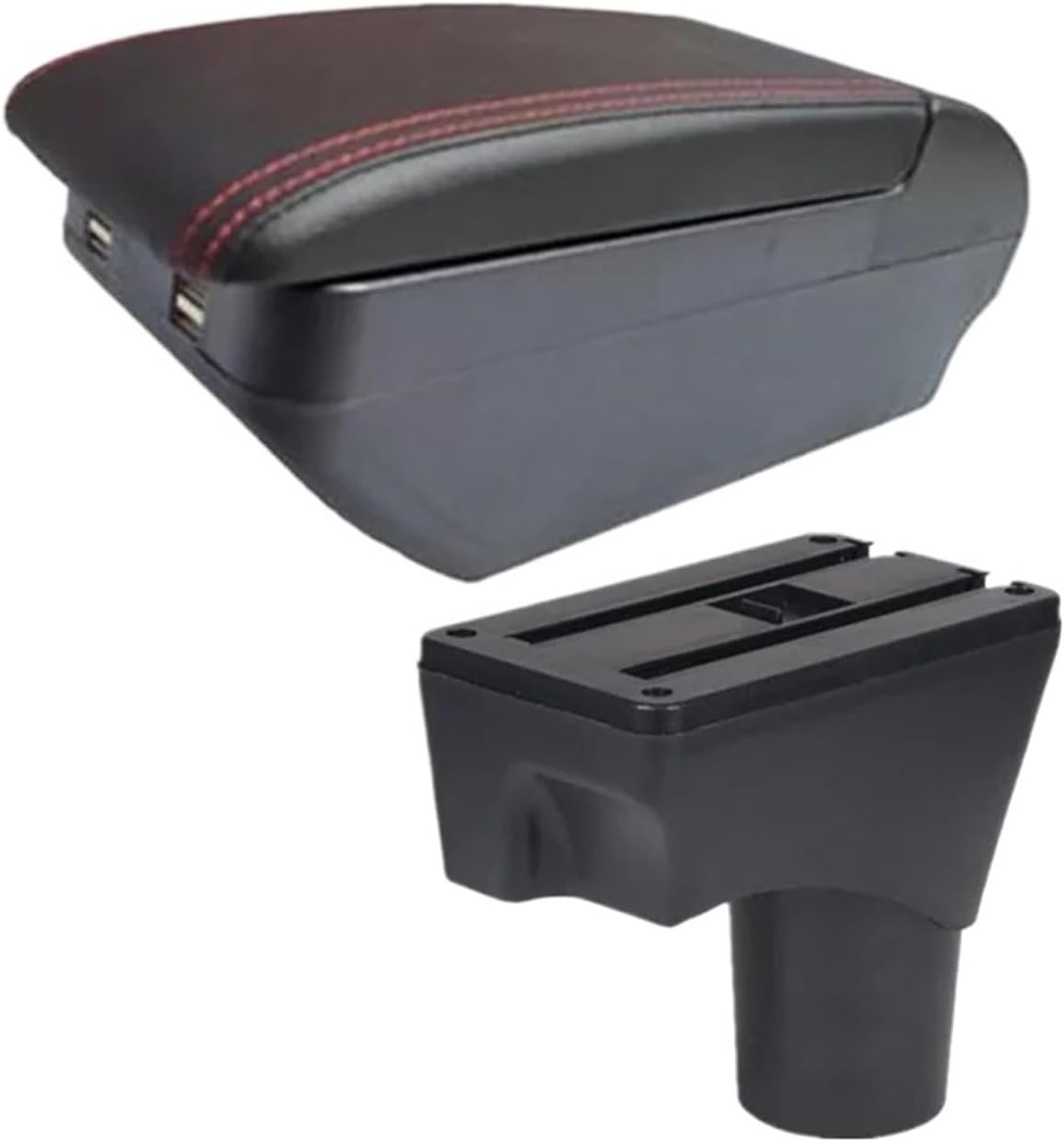 Centre Console Storage Box For Nissan For Sunny 2010-2022 Car Armrest Storage Box Interface Center Console(H Black Red 4 USB)