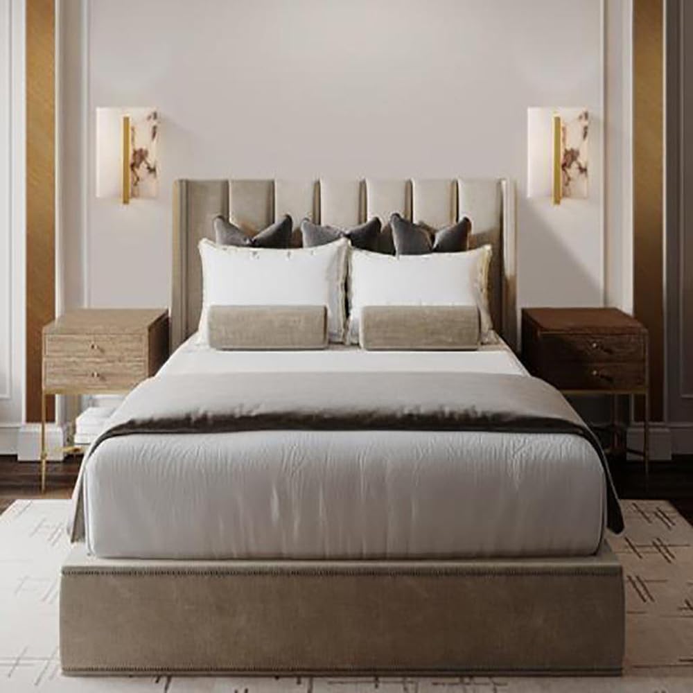 Modern Home Decoration Gold Marble Wall Sconce White Alabaster Glass Stone Wall Mounted Indoor Bathroom Vanity Light Fixture Contemporary Nordic Bedroom Wall Lamp for Bedroom Hallway