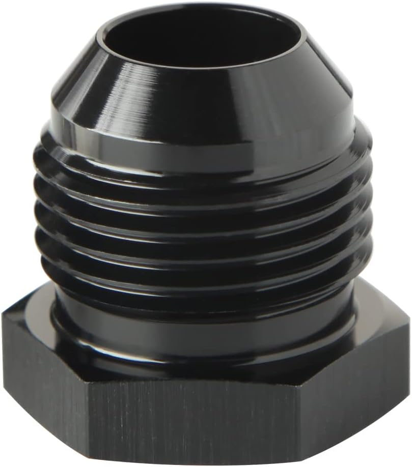 6AN Male Flare Hex Head Plug Fitting Adapter Aluminum Black, Pack of 2