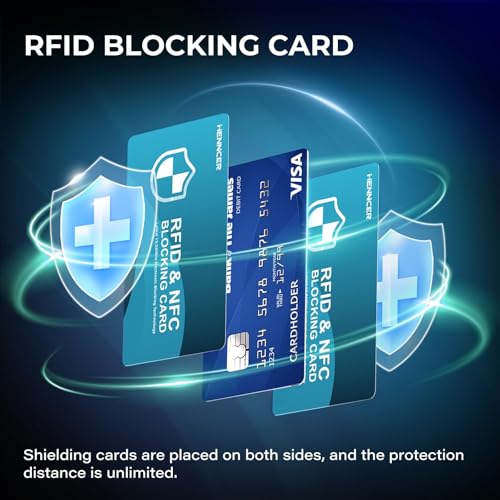 Image of NEW RFID Blocking Card, 2 Pack Fuss Protection for Entire Wallet Shield, Credit Card Protector NFC Bank Debit Blocker, Identity Theft Prevention for Passport Travel Security (2, Blue)