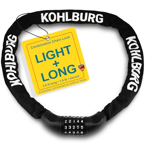 KOHLBURG Extra Long Bicycle Combination Lock - 3.8 ft Chain ...