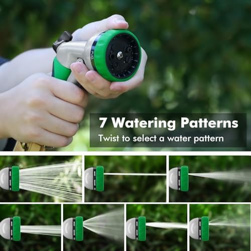 RESTMO Garden Hose Nozzle, Heavy Duty Metal Water Hose Nozzle with 7 Adjustable Spray Patterns, High Pressure Hand Sprayer with Flow Control for Watering Plants & Lawns, Washing Cars & Pets Detail