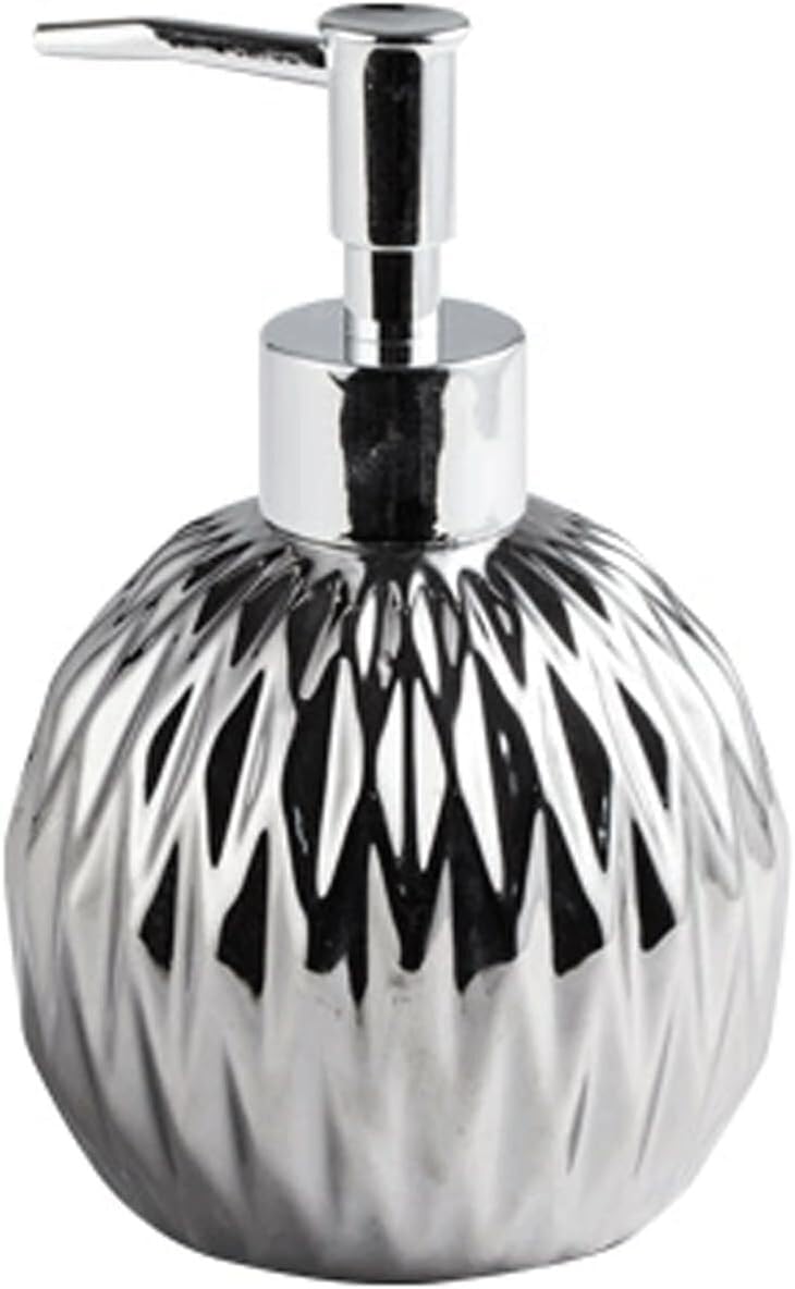 KUAYEOCF Soap bottle， Ceramic soap dispenser 450ml gold/silver retro style is suitable for bathrooms(Silver)