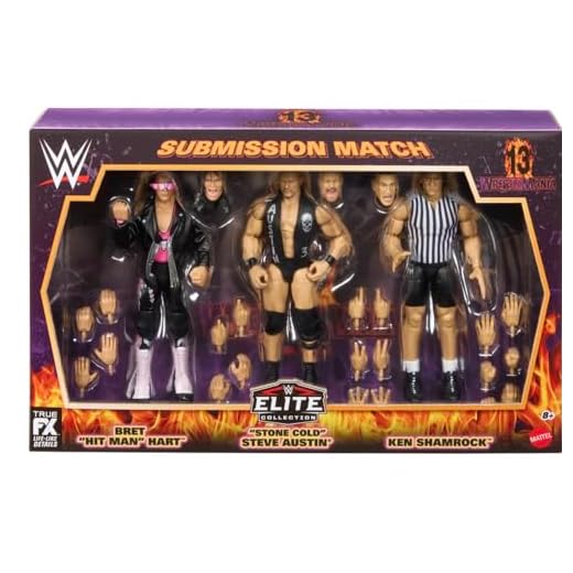 WWE Bret The Hitman Hart Stone Cold Steve Austin Ken Shamrock 2026 Wrestlemania 13 "Submission Match 3-Pack [Exklusiv] Mattel Elite Collection Wrestling Actionfigur Spielzeug