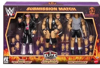 WWE Bret The Hitman Hart Stone Cold Steve Austin Ken Shamrock 2026 Wrestlemania 13 "Partido de Sumisión 3-Pack [Exclusivo] Mattel Elite Collection Figura de acción de lucha libre de juguete | Ya disponible en tu tienda friki favorita! En mundofriki.es!