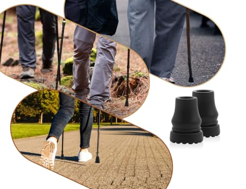 Emezddo 4 Stück gehstock gummipuffer,Strapazierfähige krücken griffpolster,Ersatz-Gummispitzen,rutschfeste Gummifuß,für Senioren Stöcke Gehstöcke Wanderstöcke(Schwarz,16 mm)