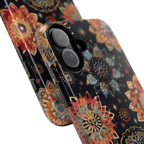 Coque iPhone 16 Plus rigide anti-rayures mandala brillant noir - 2