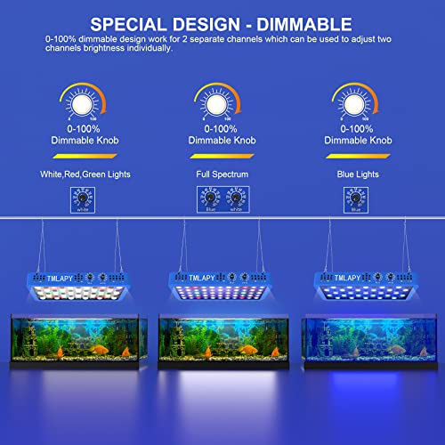 Tmlapy 165W Led Saltwater Aquarium Light Full Spectrum, Led Fish Tank Lights, Double Lighting Modes For Freshwater And Saltwater Plant Coral Reef Fish Jellyfish(15.8''X8.3''X2'') #TOP4