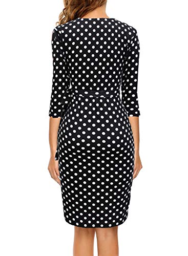 Image of Berydress Women's 3 /4 Sleeve V Neck Casual Party Work Faux Black Wrap Dress