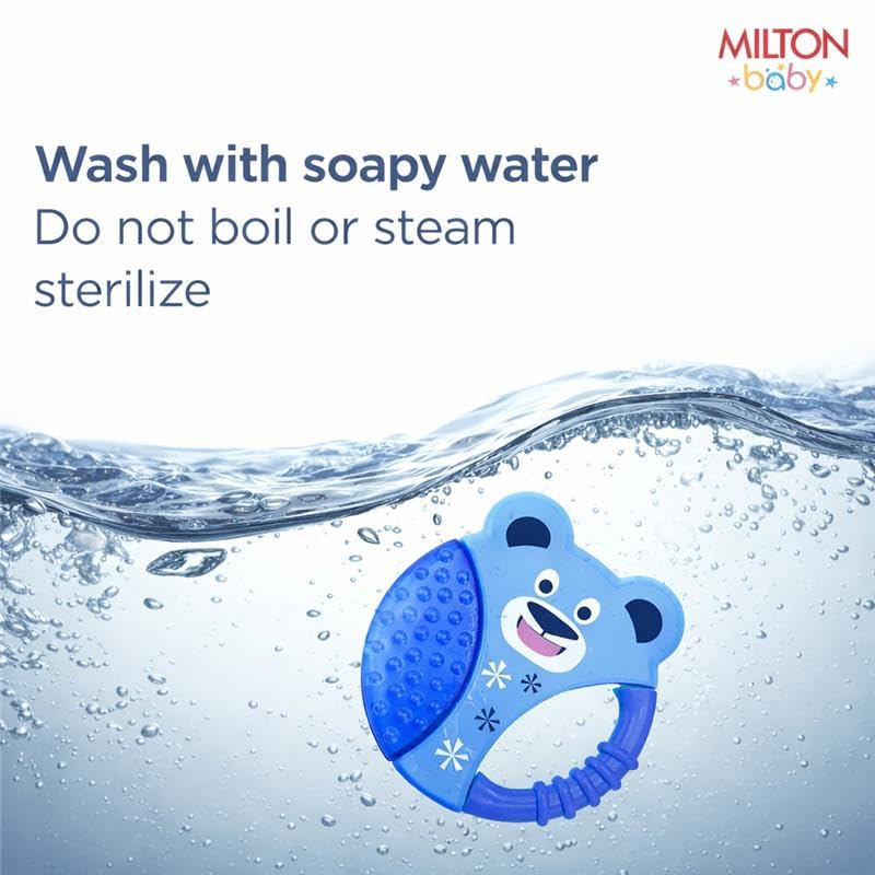 Milton Baby Water Filled Teethers for 6 to 12 Months I ISI Certified I BPA Free-Food Grade Material I Filled with 100% Purified Water I Easy Grip I 2-in-1 Gum Massage Hard-Soft Surface I Blue 4