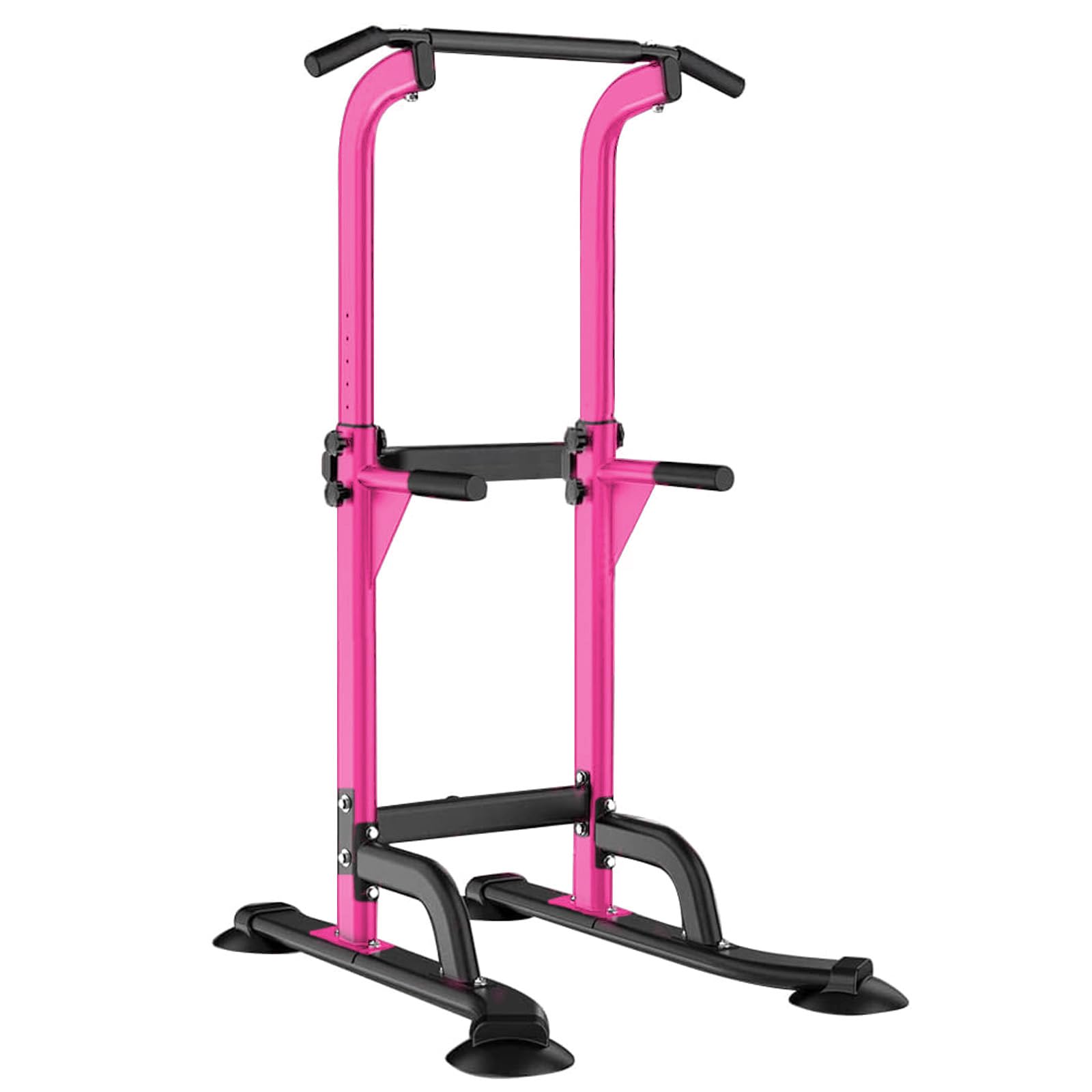 SogesHome Power Tower Pull Up Bar and Dip Station Adjustable Height Dip Stand Multi-Functional Strength Training Fitness Workout Station, Pink