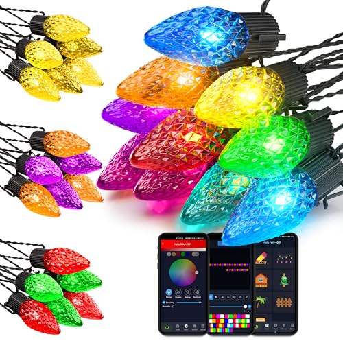 Letaclanic Smart C9 Christmas Lights Outdoor, 115FT 150 LEDs, APP Remote Controlled RGB String Lights with 80+ Modes Color Changing DIY Chasing Xmas Waterproof String Light for Patio Xmas Decor