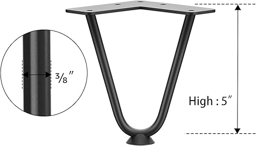 Miniatura 83 de SMARTSTANDARD Patas de muebles de horquilla de alta resistencia de 16 pulgadas, proyectos de bricolaje de metal para mesitas de noche, mesa de café